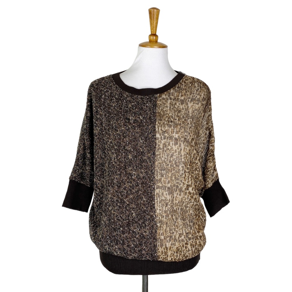 Alberto Makali Dolman Sleeve Top Leopard Animal Print Sz. M